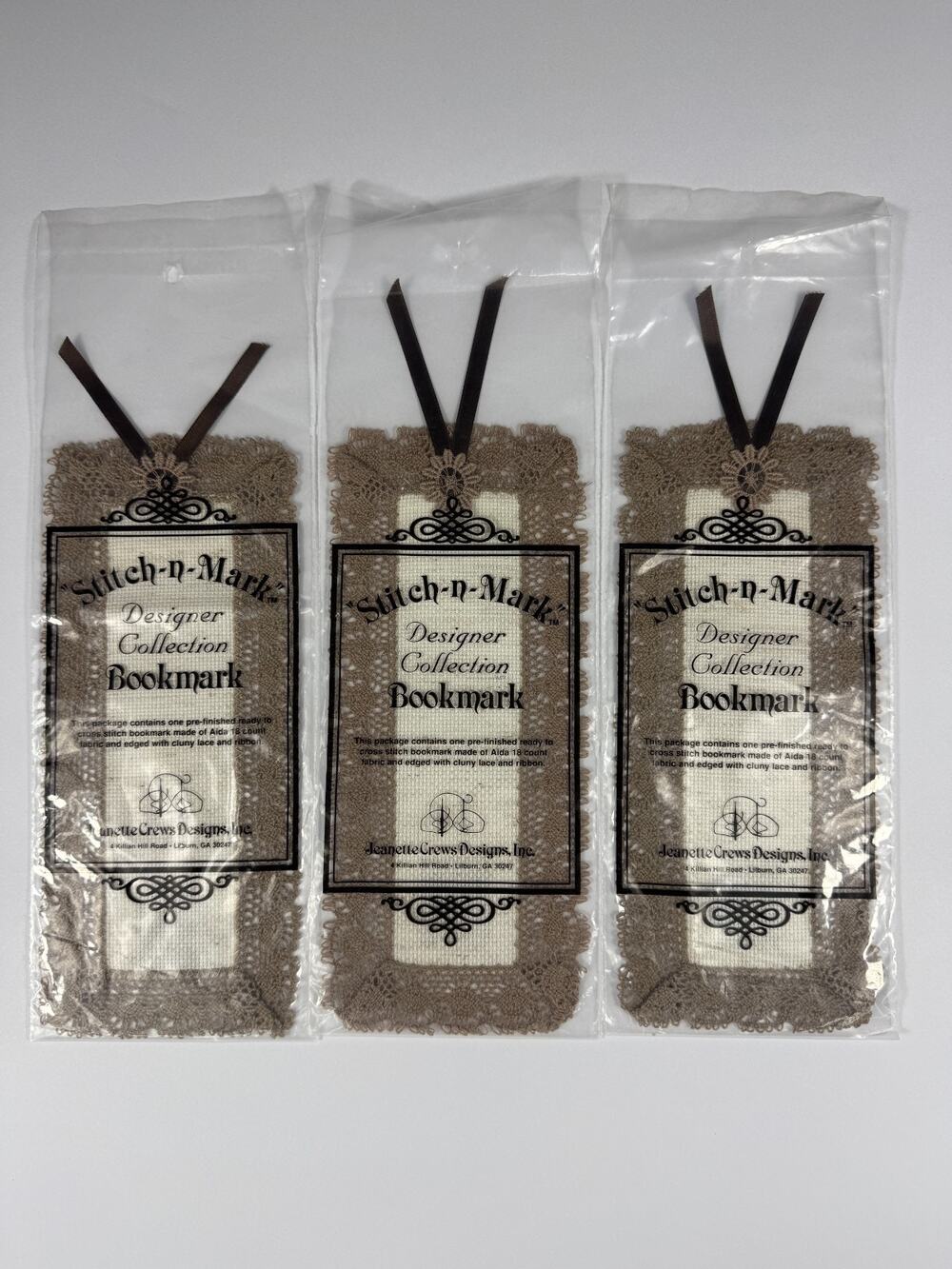 Lot of 3 Jeanette Crews Stitch-n-Mark Ready to Stitch Aida 18 Bookmark Blanks